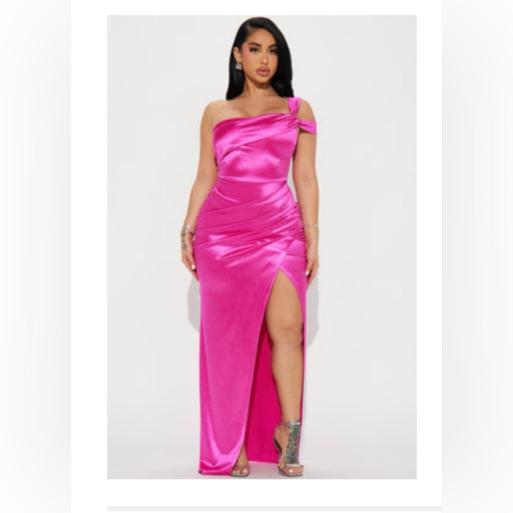 Satin Maxi Dress - Fuchsia